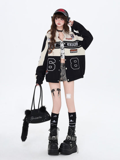 Crazy Girl Biker Street Detachable Convertible Two Way Stand Collar Women&
