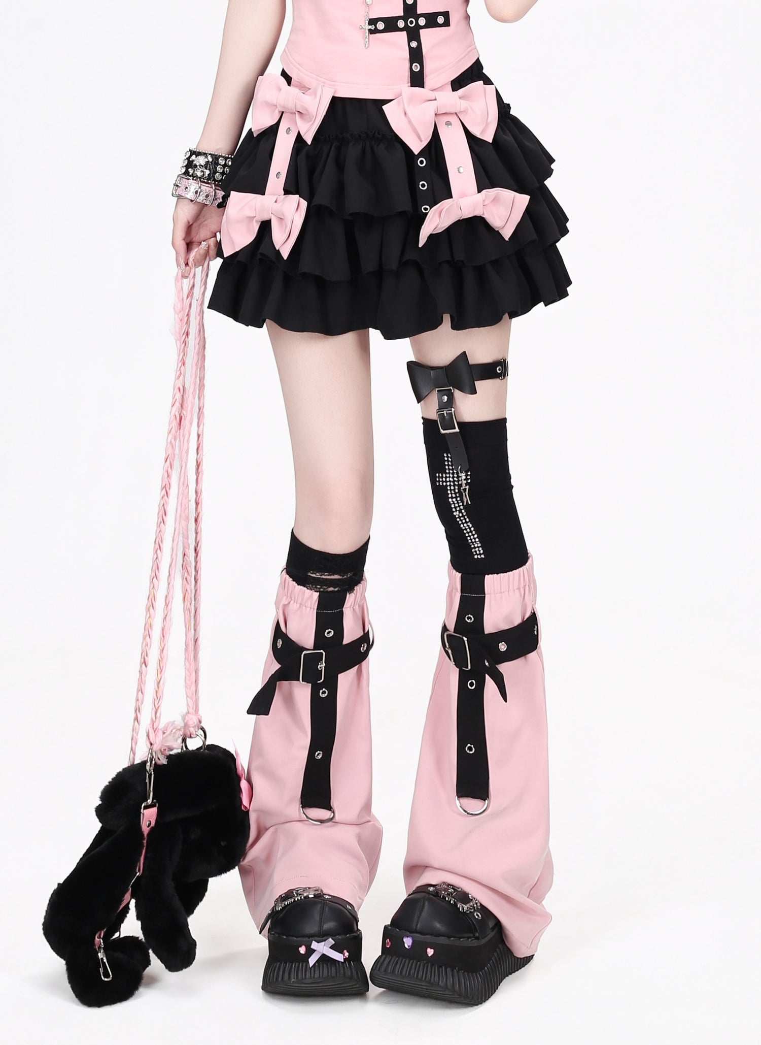 Crazy_Girl_Black_Purple_Ruffled_Bow_Puff_Women&
