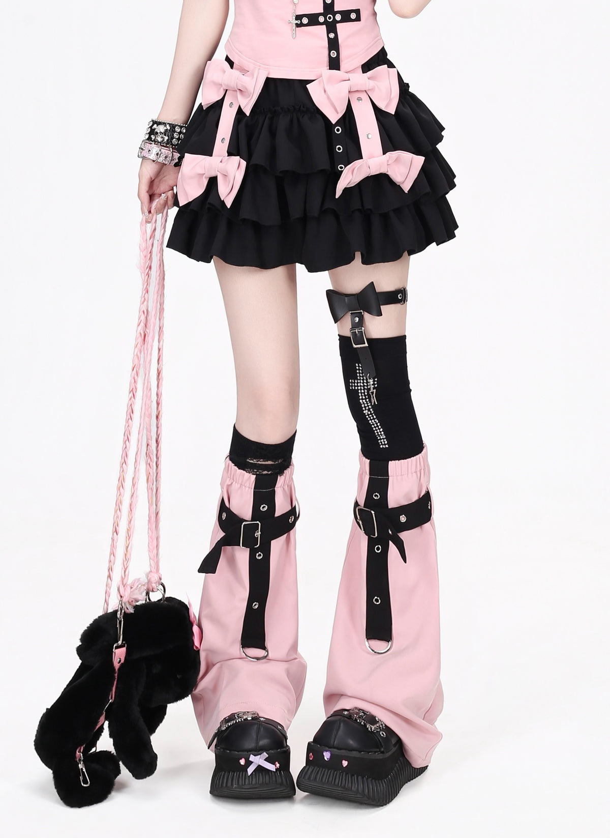 Crazy_Girl_Black_Purple_Ruffled_Bow_Puff_Women&