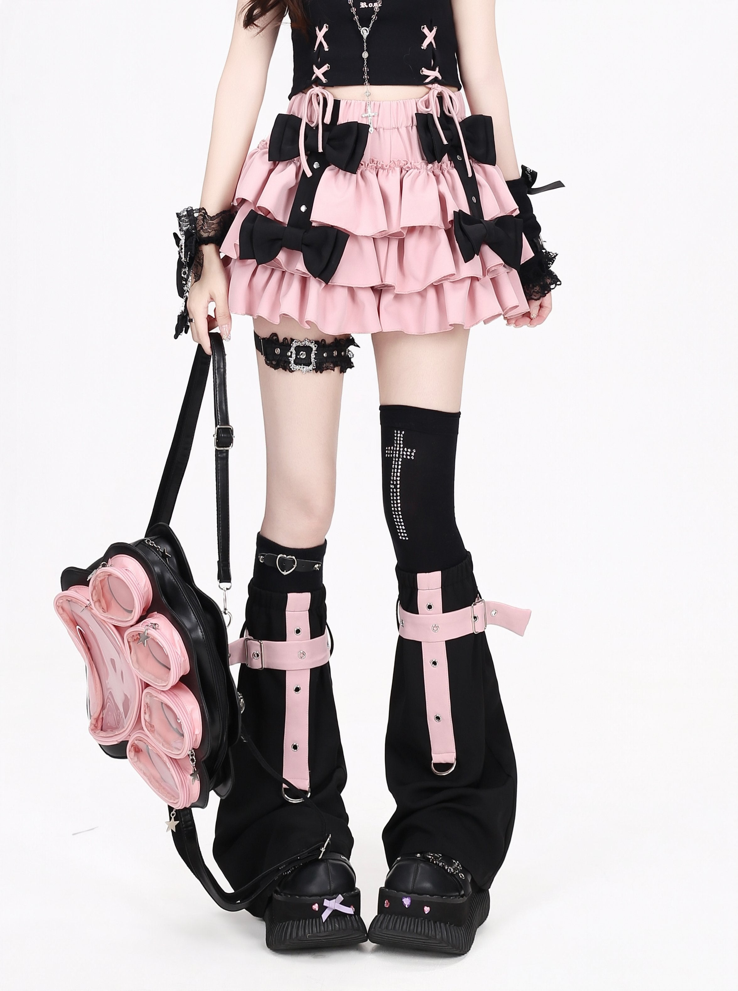 Crazy_Girl_Black_Purple_Ruffled_Bow_Puff_Women&