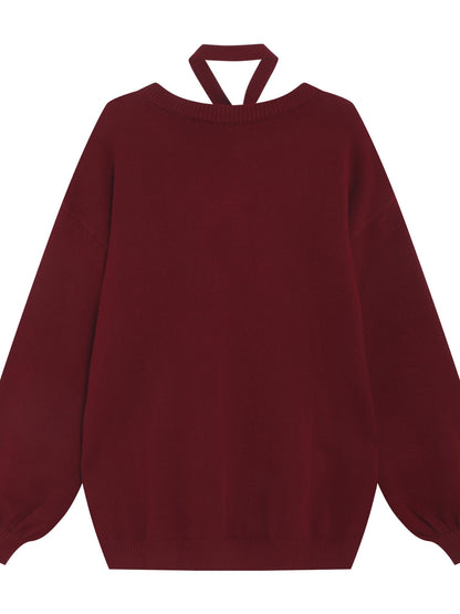 Crazy Girl Black Red Lantern Sleeve Round Neck Women&