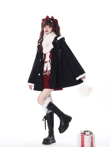 Crazy Girl Black Red Lantern Sleeve Round Neck Women&