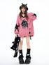 Crazy_Girl_Black_Red_V-neck_Oversized_Streetwear_Knit_Women&
