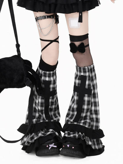 Crazy Girl Black White Check Patchwork Cross Women&