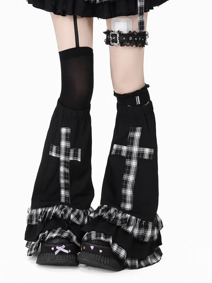 Crazy Girl Black White Check Patchwork Cross Women&