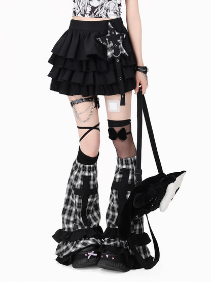 Crazy Girl Black White Check Patchwork Cross Women&