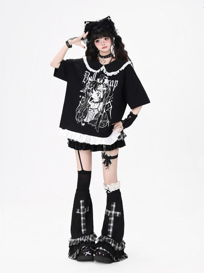 Crazy Girl Black White Check Patchwork Cross Women&