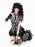 Crazy_Girl_Black_White_Checkered_Puff_Sleeve_Slim_Waist_Women&