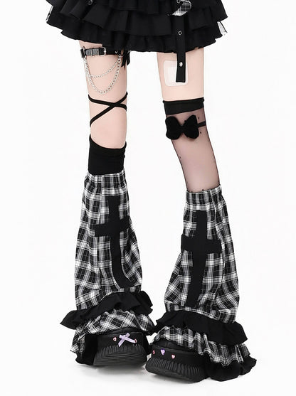 Crazy_Girl_Black_White_Checkered_Puff_Sleeve_Slim_Waist_Women&