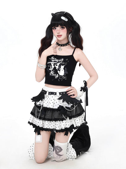 Crazy_Girl_Black_White_Kitten_Graffiti_Printed_Cropped_Women&
