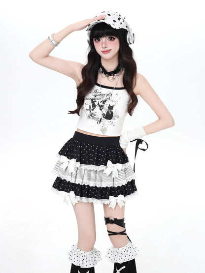 Crazy_Girl_Black_White_Kitten_Graffiti_Printed_Cropped_Women&