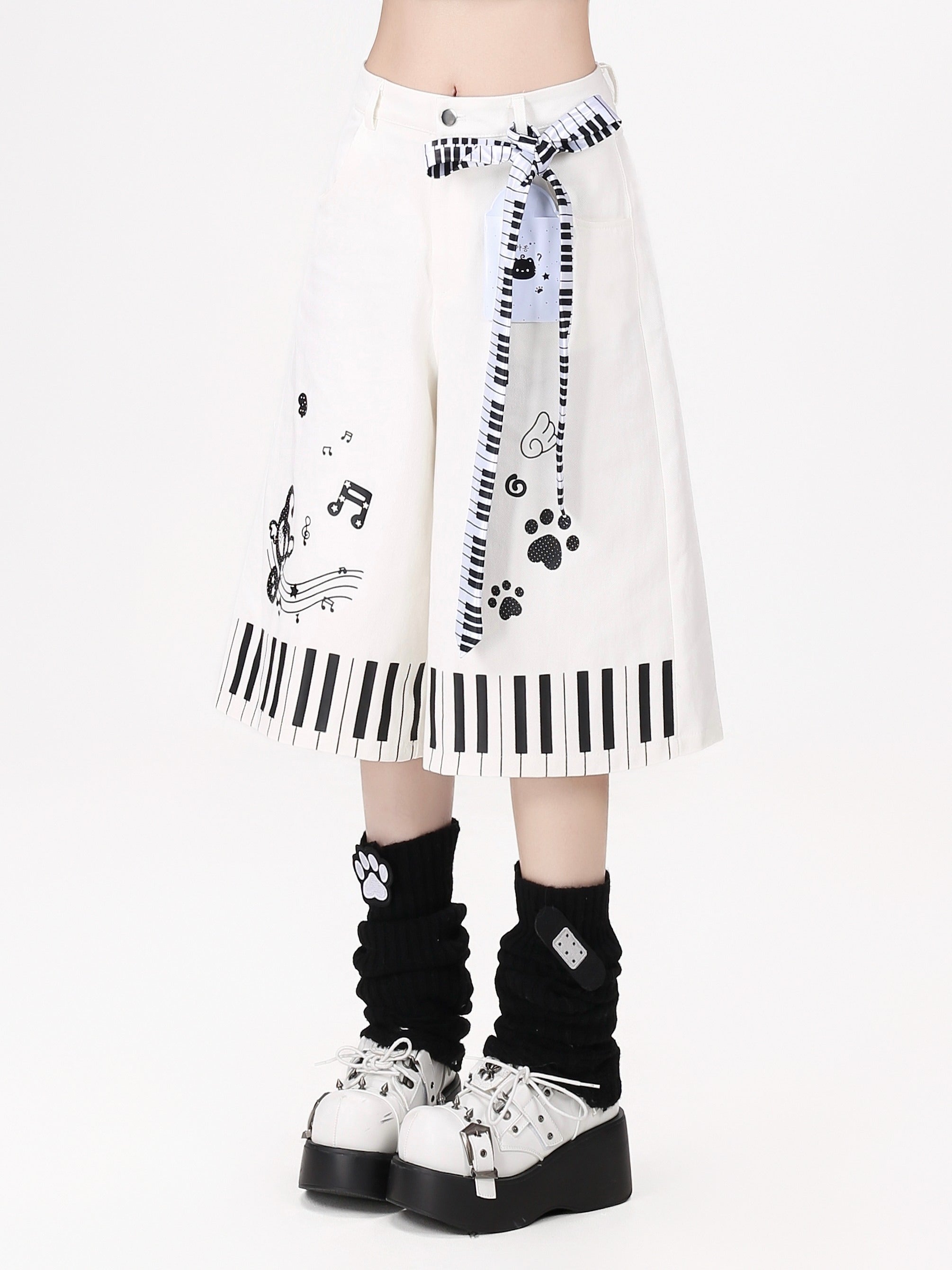 Crazy_Girl_Black_White_Piano_Cat_Print_High_Waist_Wide_Leg_Loose_Women&