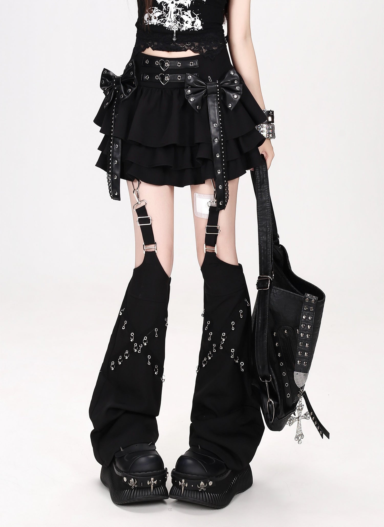 Crazy_Girl_Bow_Heavy_Embellished_Punk_High_Waist_Women&