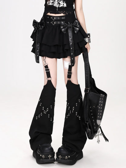 Crazy Girl Bow Heavy Embellished Punk High Waist Women&