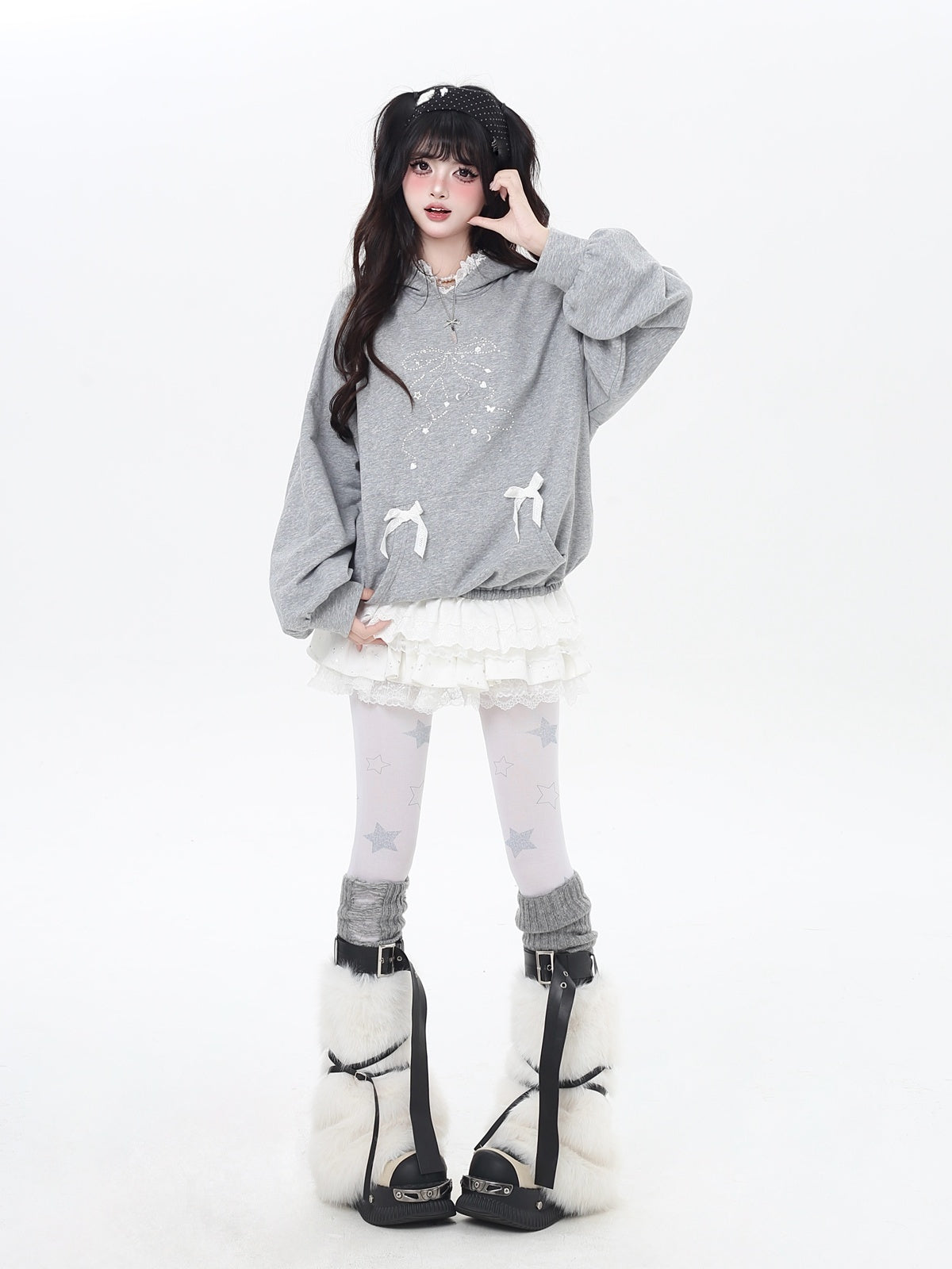 Crazy_Girl_Bow_Rhinestone_Lace_Cartoon_Print_Loose_Hooded_Women&