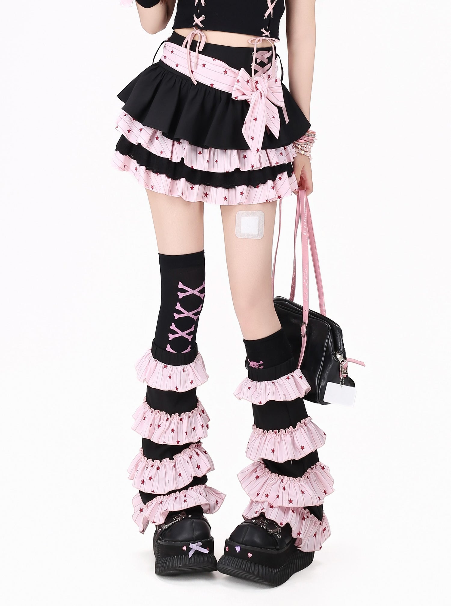 Crazy_Girl_Bow_Tie_Lace_Up_Ruffled_High_Waist_Women&