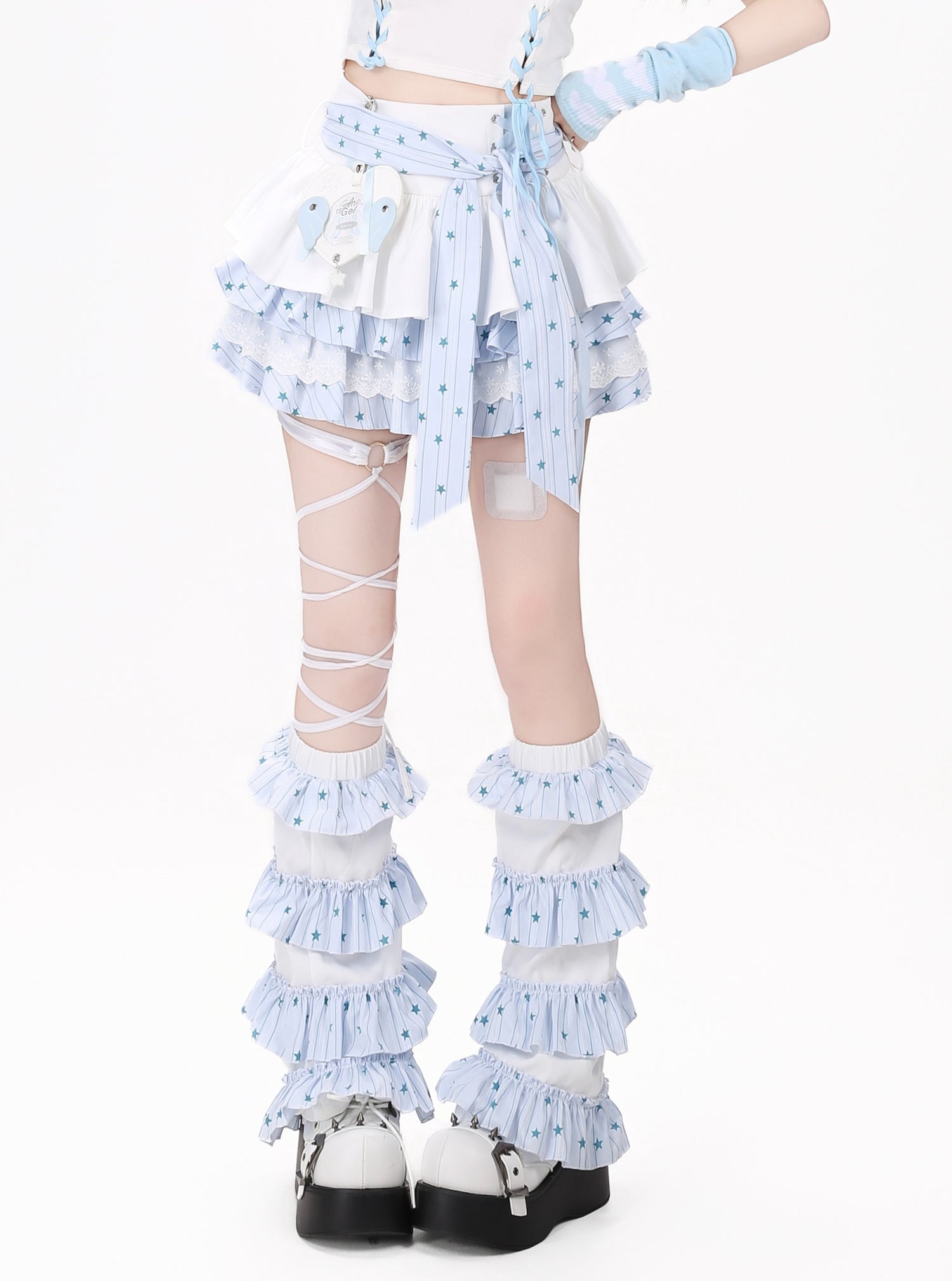 Crazy_Girl_Bow_Tie_Lace_Up_Ruffled_High_Waist_Women&