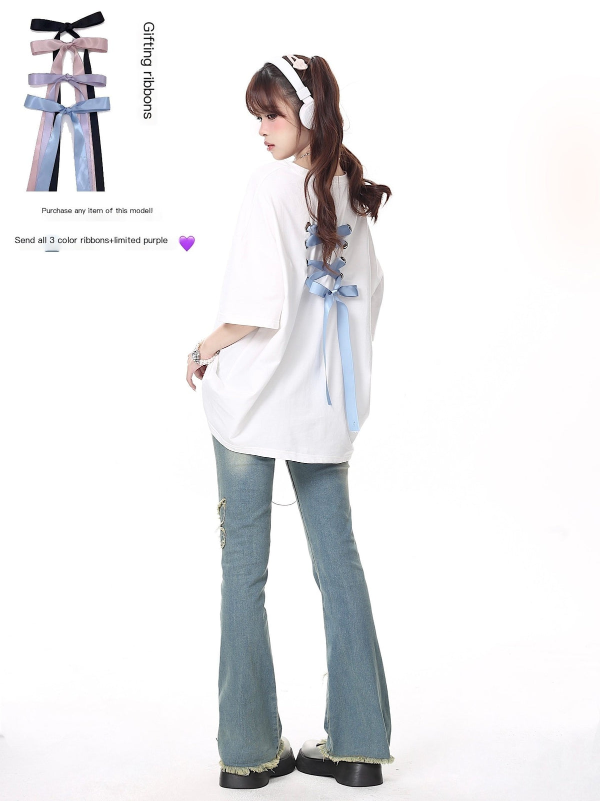 Crazy_Girl_Bowknot_Tie_Up_Original_Design_Round_Neck_Mid_Length_Women&