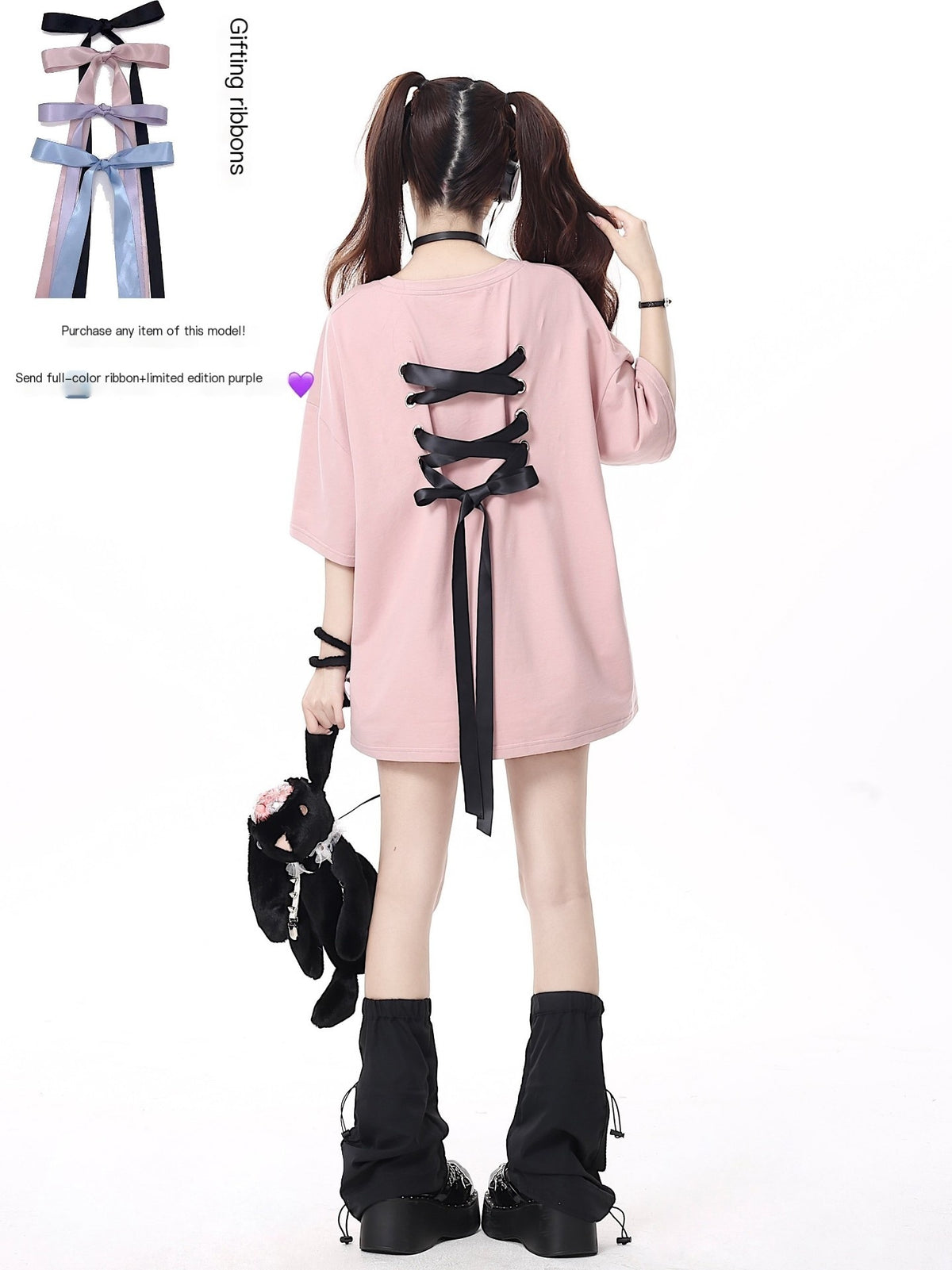 Crazy_Girl_Bowknot_Tie_Up_Original_Design_Round_Neck_Mid_Length_Women&