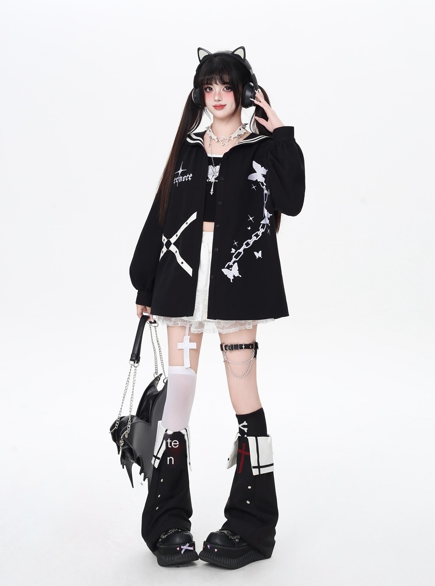 Crazy_Girl_Butterfly_Embroidered_Sailor_Collar_Hooded_Puff_Sleeves_Loose_Women&