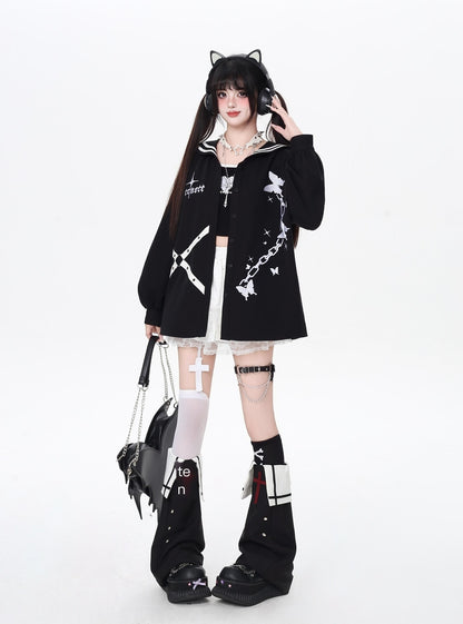 Crazy_Girl_Butterfly_Embroidered_Sailor_Collar_Hooded_Puff_Sleeves_Loose_Women&
