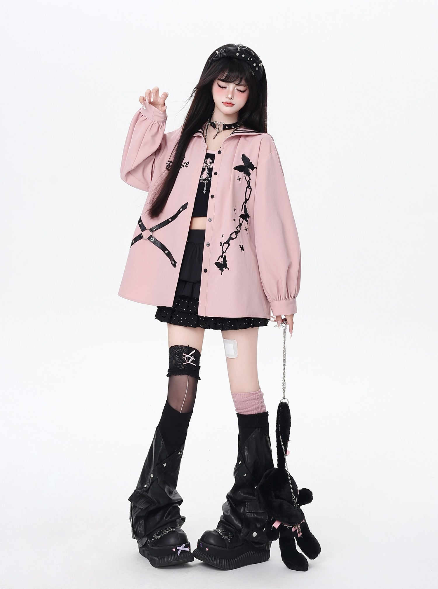 Crazy_Girl_Butterfly_Embroidered_Sailor_Collar_Hooded_Puff_Sleeves_Loose_Women&
