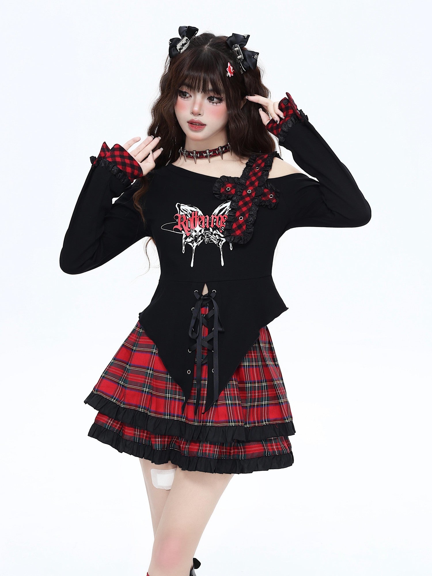 Crazy Girl Butterfly Gothic Irregular Hem Waist Cinched Women&