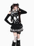 Crazy_Girl_Cat_Black_White_Check_Bow_Off_Shoulder_Patchwork_Women&