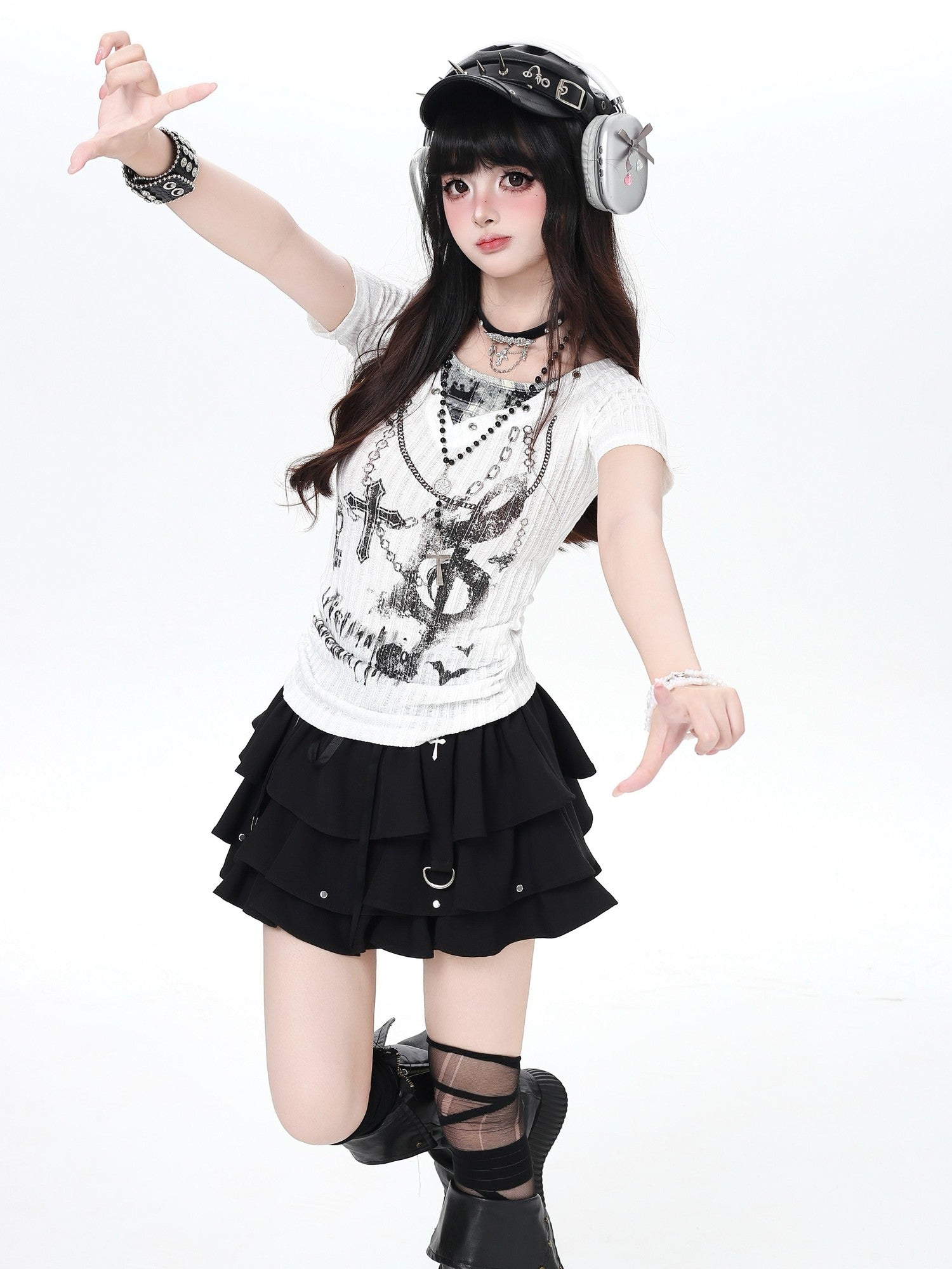 Crazy Girl Chain Print Faux Layered Halter Slim Knit Women&