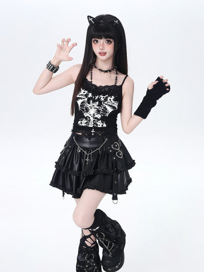 Crazy Girl Chain Punk Puffy Cake Anti Exposure High Waist Women&
