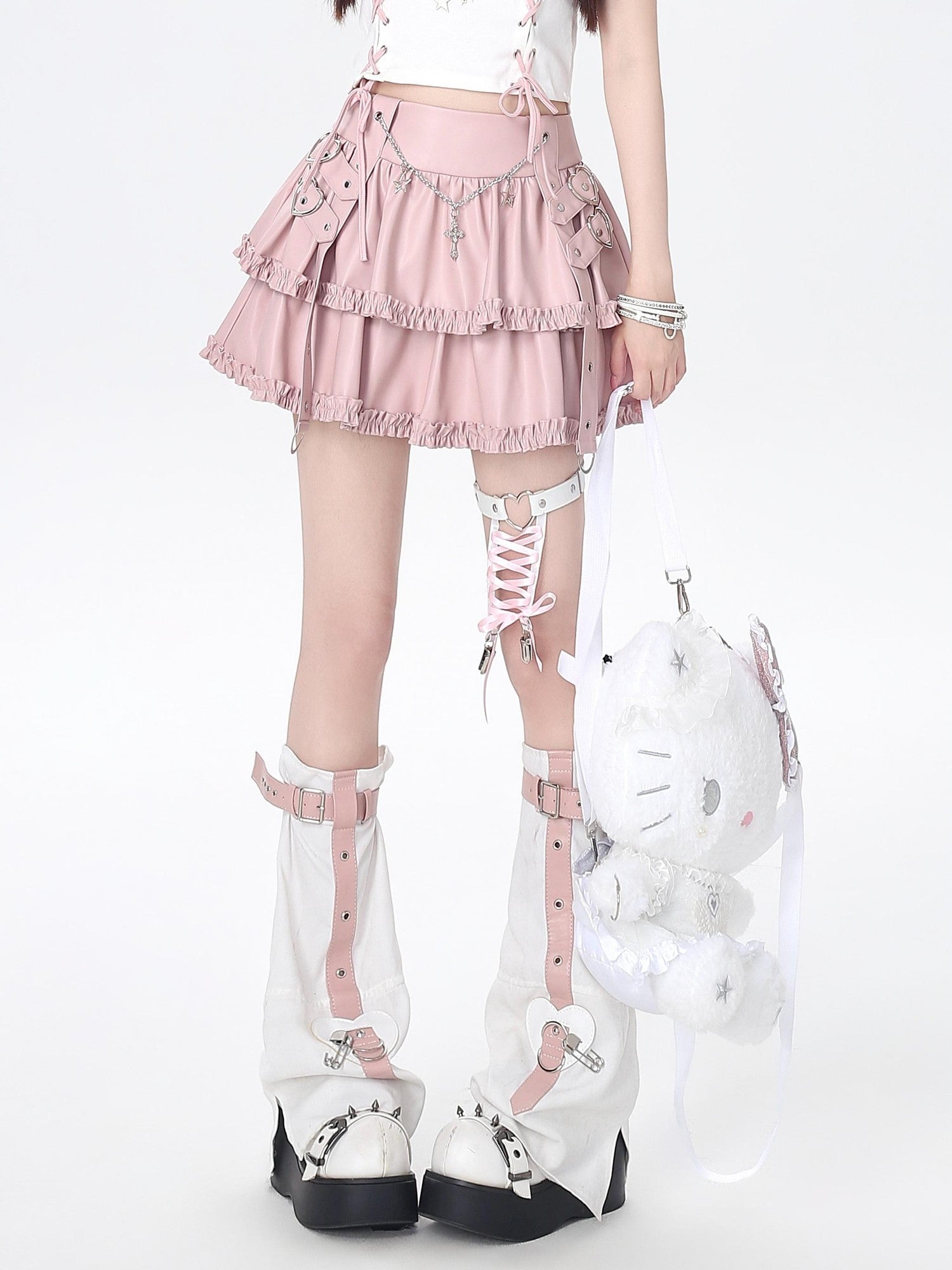 Crazy Girl Chain Punk Puffy Cake Anti Exposure High Waist Women&