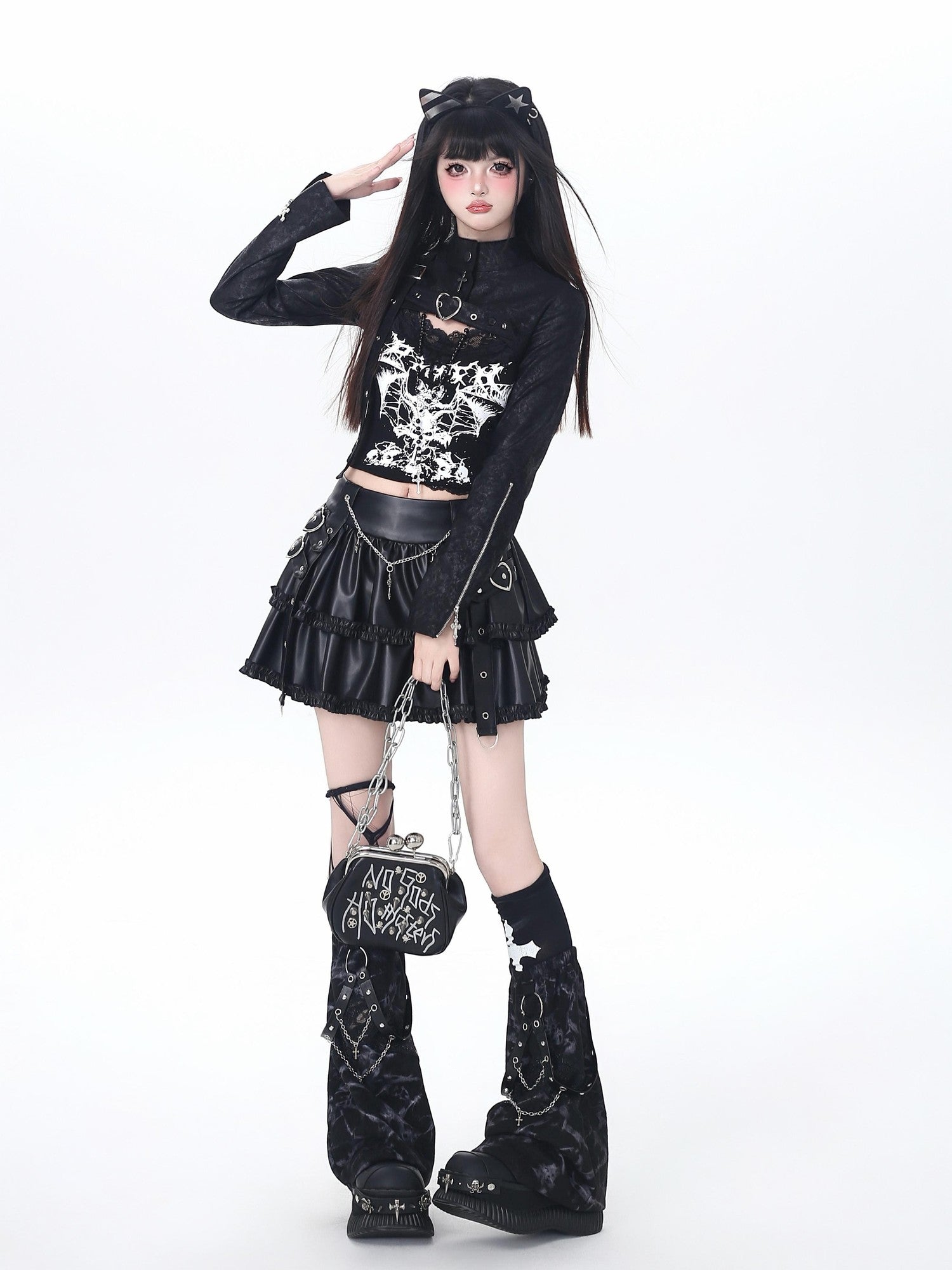 Crazy Girl Chain Punk Puffy Cake Anti Exposure High Waist Women&