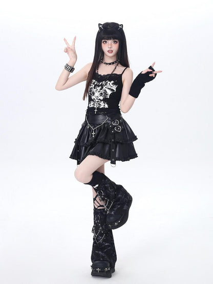 Crazy Girl Chain Punk Puffy Cake Anti Exposure High Waist Women&