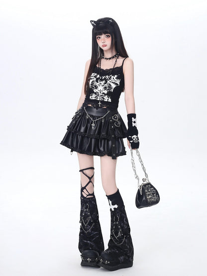 Crazy Girl Chain Punk Puffy Cake Anti Exposure High Waist Women&
