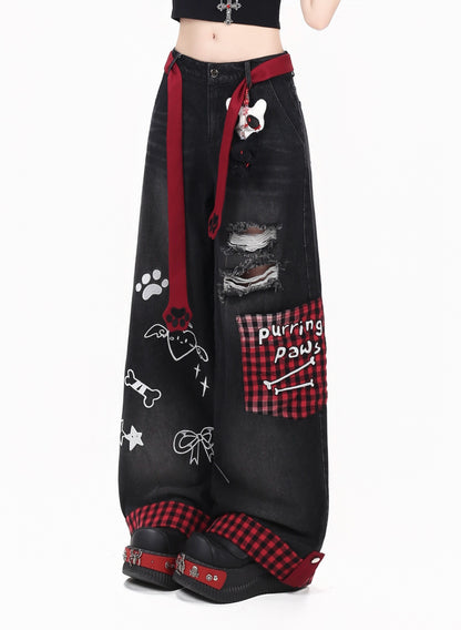 Crazy_Girl_Checked_Machine_Embroidered_Distressed_Women&