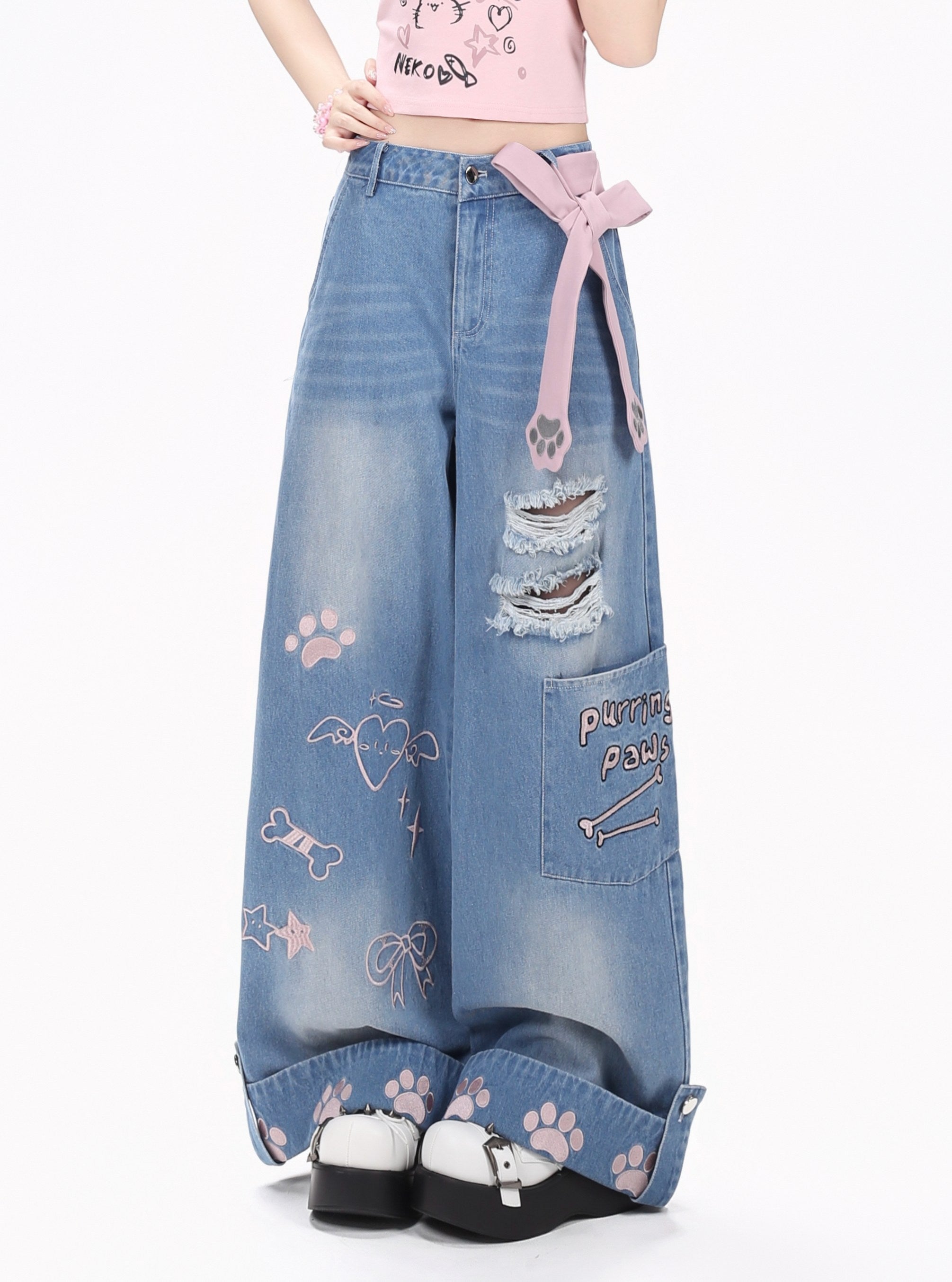 Crazy_Girl_Checked_Machine_Embroidered_Distressed_Women&