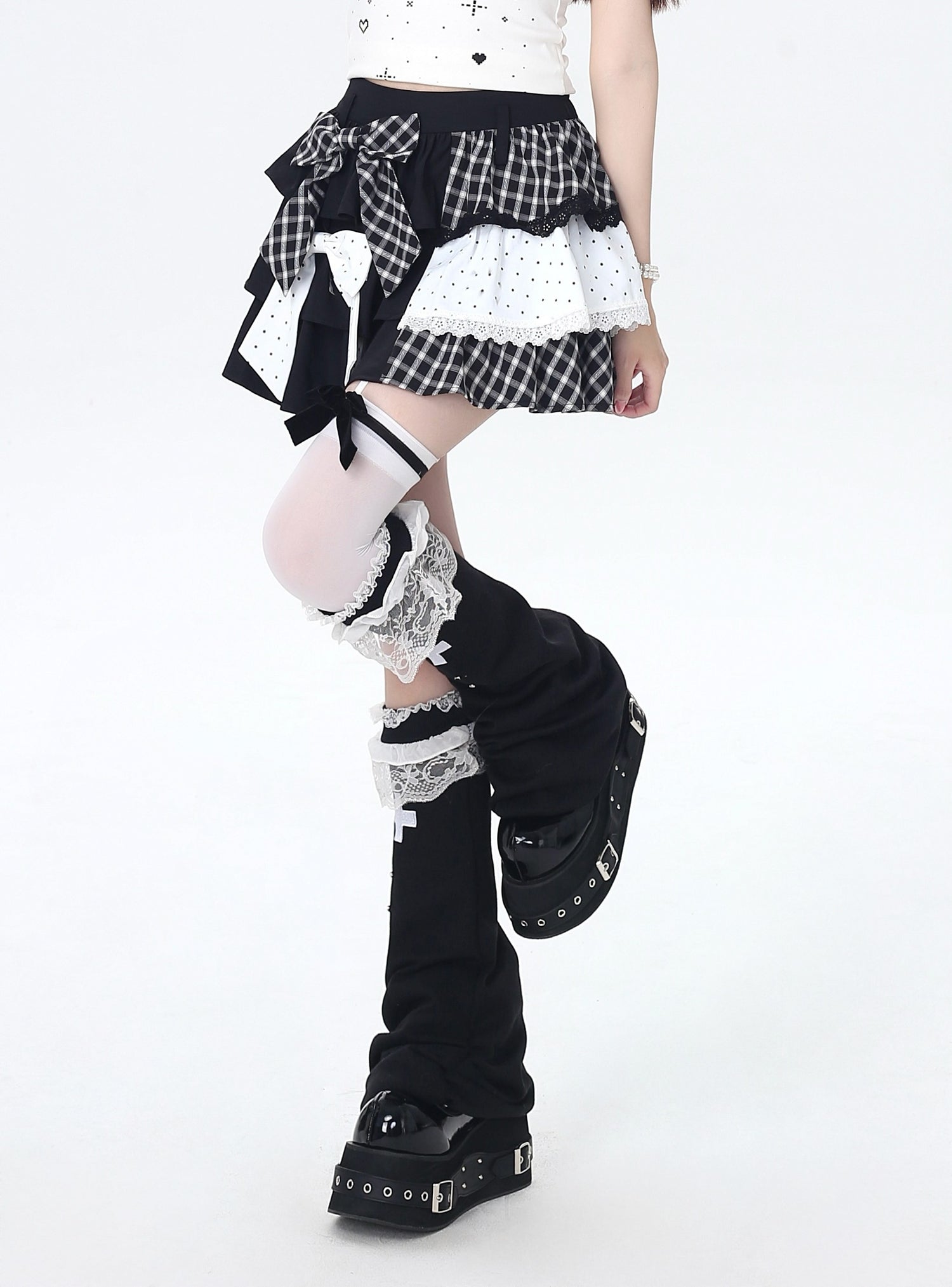 Crazy_Girl_Checked_Polka_Dot_Patchwork_High_Waist_Women&