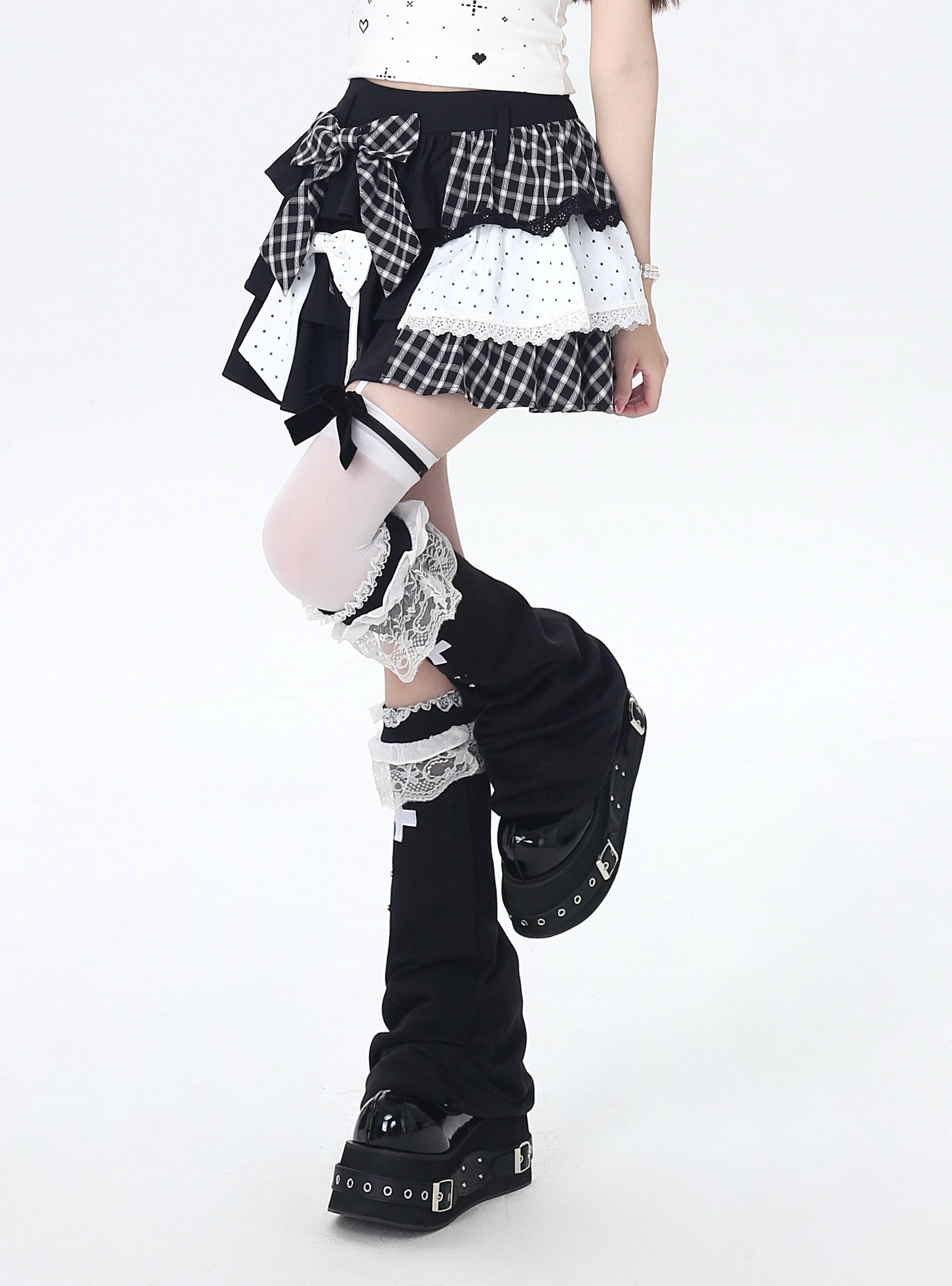 Crazy_Girl_Checked_Polka_Dot_Patchwork_High_Waist_Women&