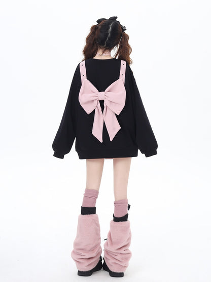 Crazy_Girl_Cherry_Blossom_Bow_Loose_Fit_Mid_Length_Women&