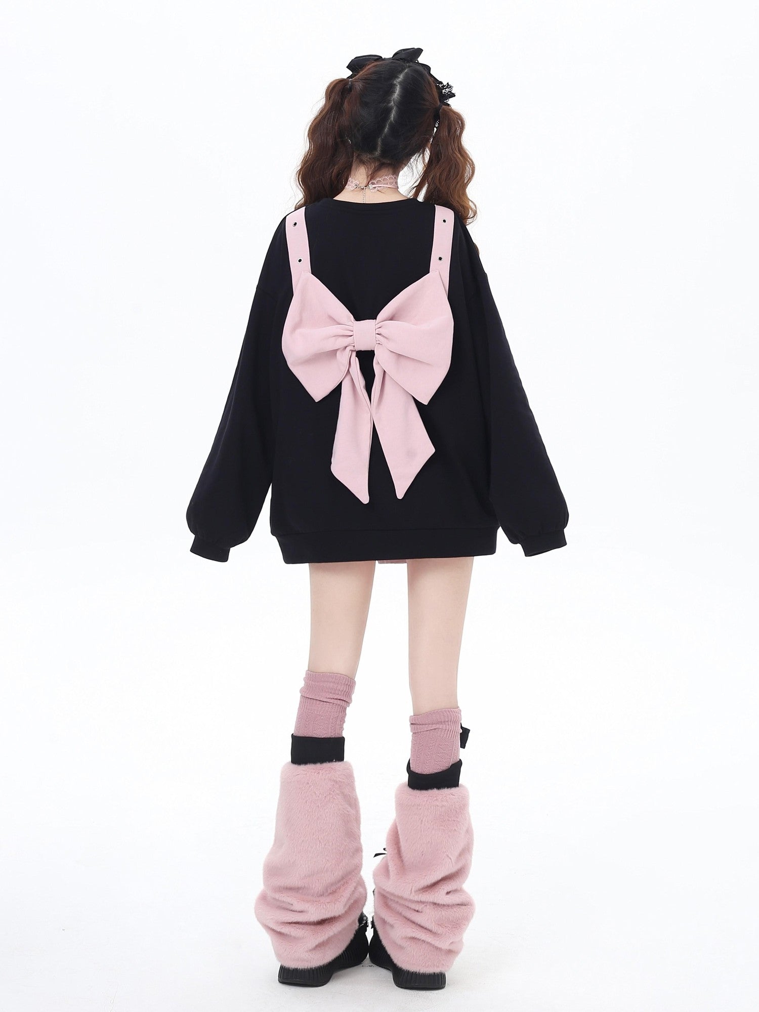 Crazy Girl Cherry Blossom Bow Loose Fit Mid Length Women&