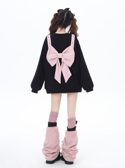 Crazy Girl Cherry Blossom Bow Loose Fit Mid Length Women&