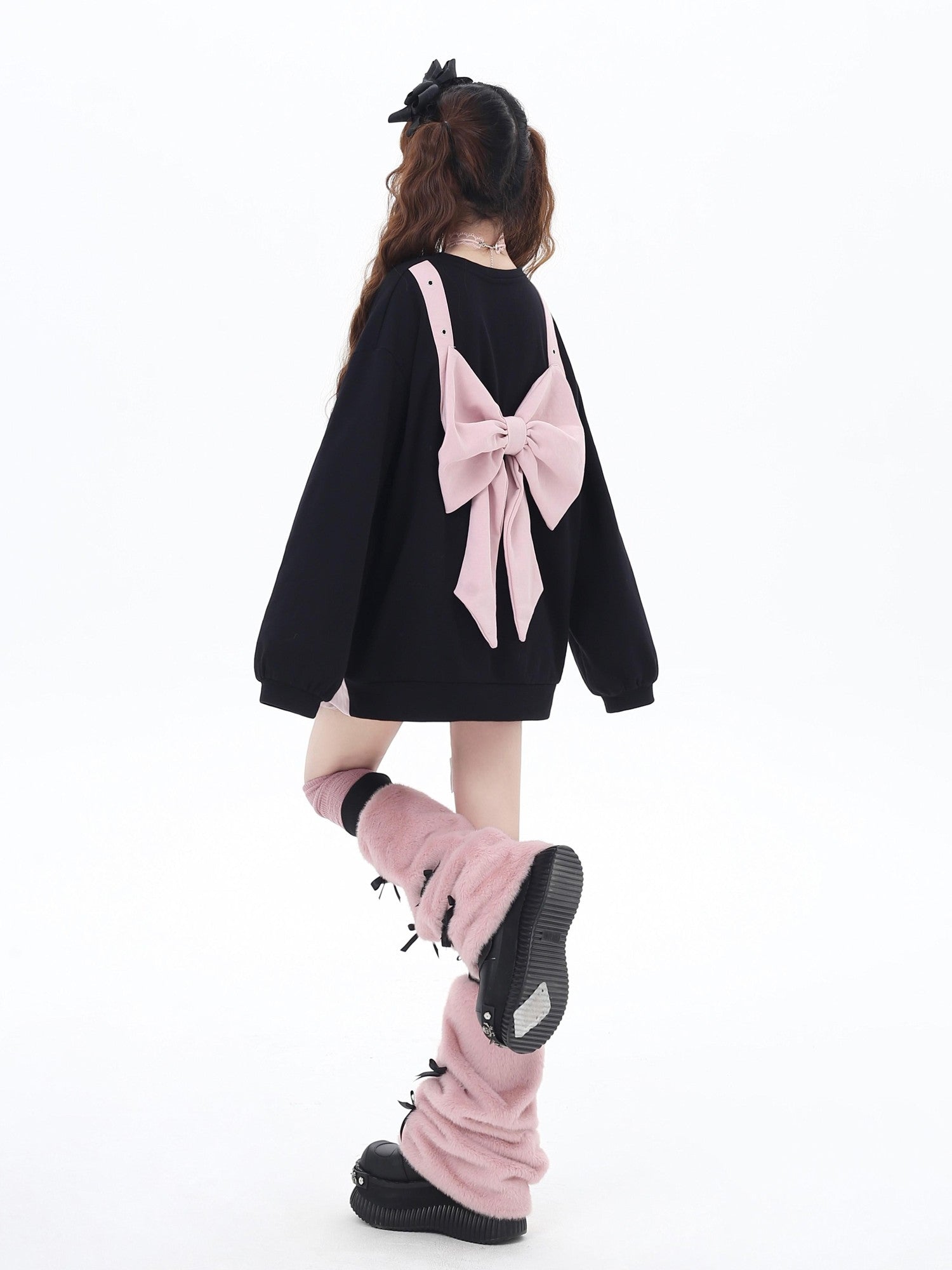 Crazy Girl Cherry Blossom Bow Loose Fit Mid Length Women&