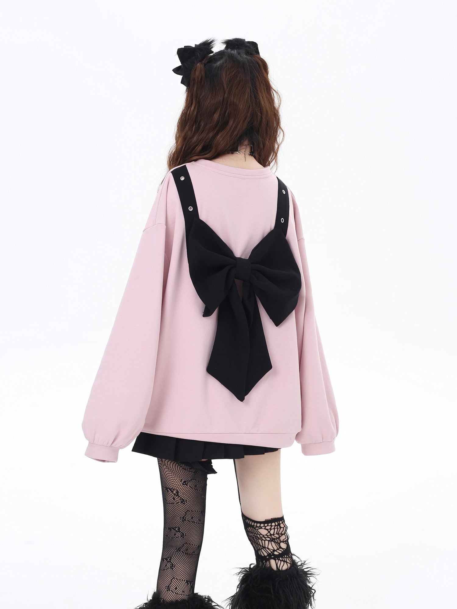 Crazy Girl Cherry Blossom Bow Loose Fit Mid Length Women&