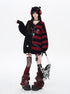 Crazy_Girl_Colorblock_Striped_V-neck_Lantern_Sleeves_Women&