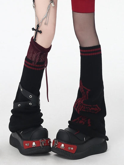 Crazy Girl Cross Striped Belt Strap Knitted Slouchy Subculture Women&