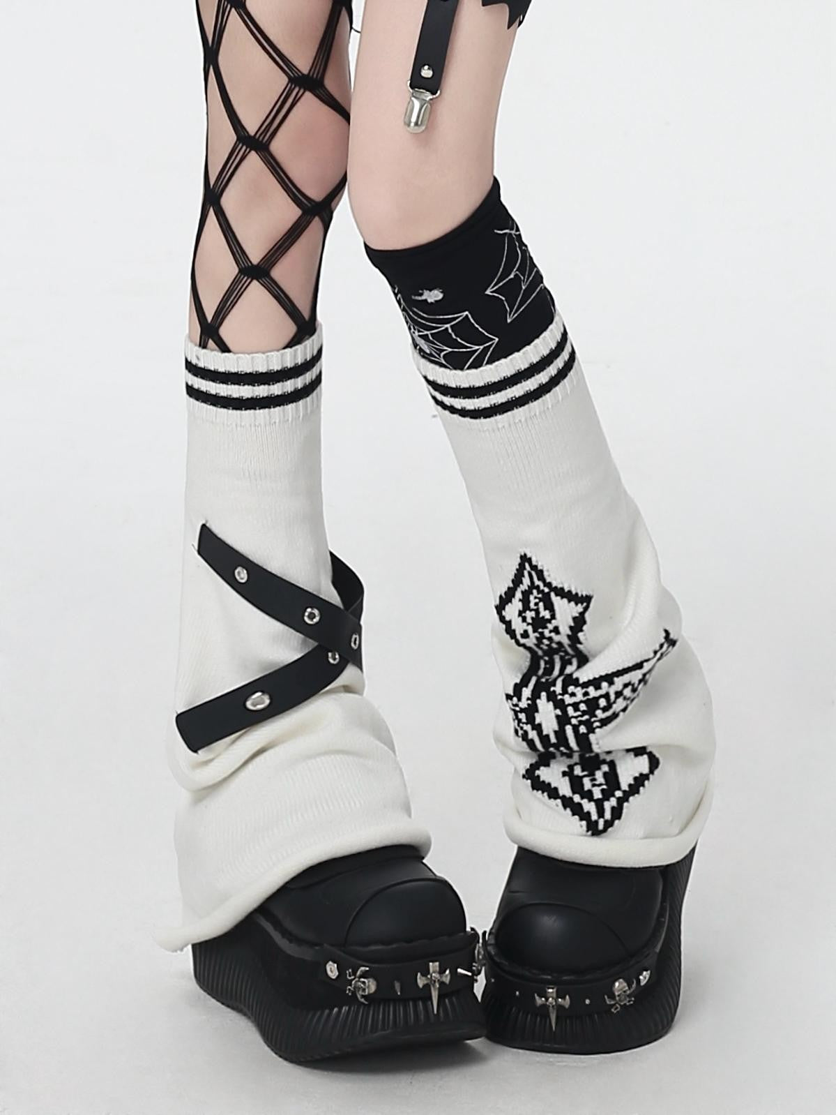 Crazy Girl Cross Striped Belt Strap Knitted Slouchy Subculture Women&