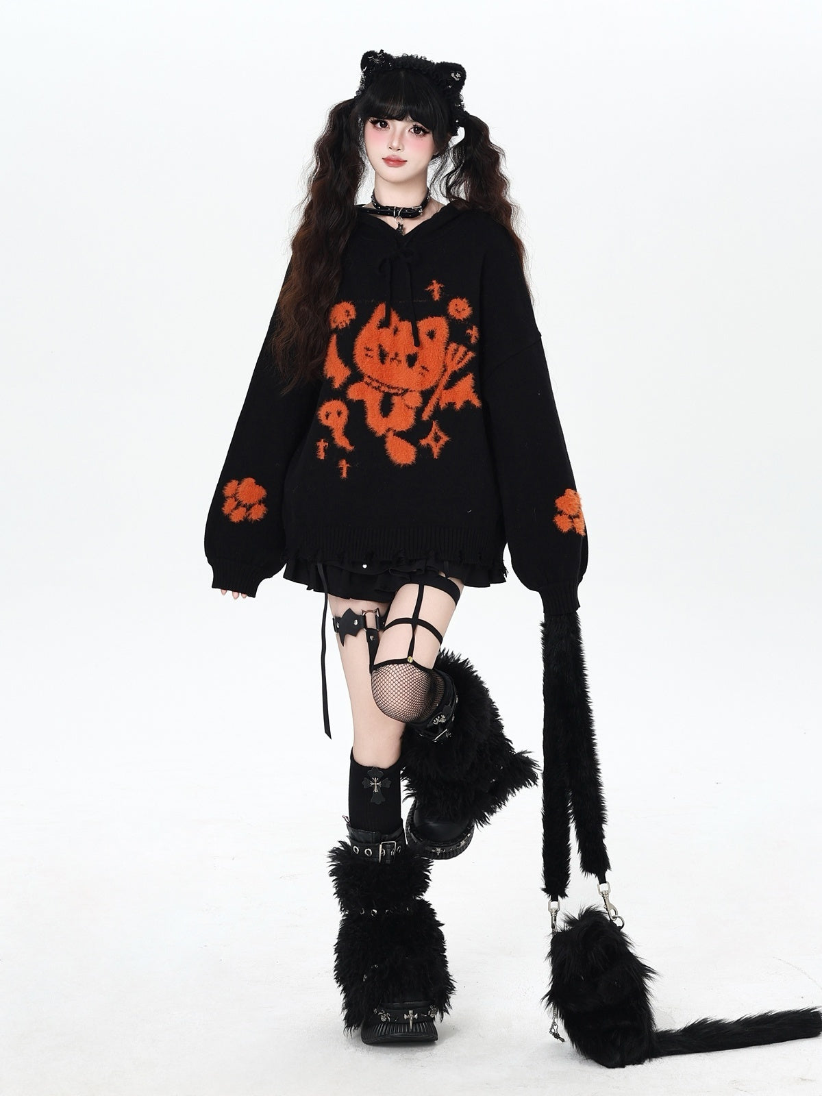 Crazy_Girl_Cute_Cat_Print_Hooded_Oversized_Skin_Friendly_Women&
