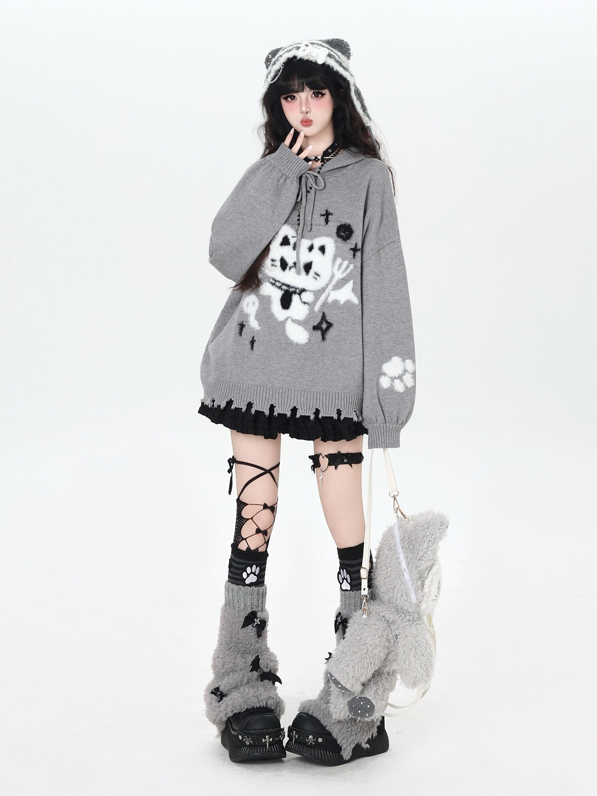Crazy_Girl_Cute_Cat_Print_Hooded_Oversized_Skin_Friendly_Women&