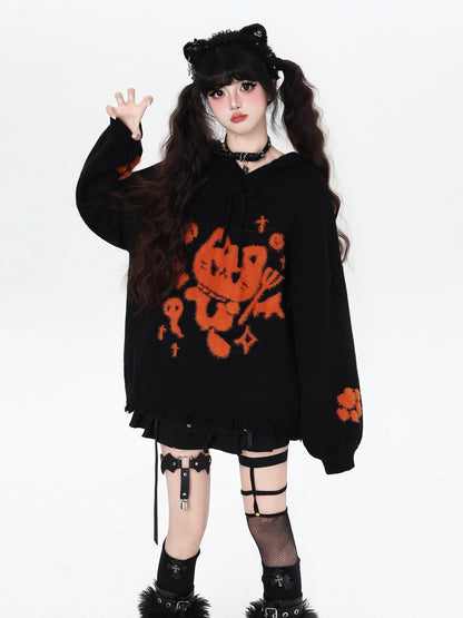 Crazy Girl Cute Cat Print Hooded Oversized Skin Friendly Women&