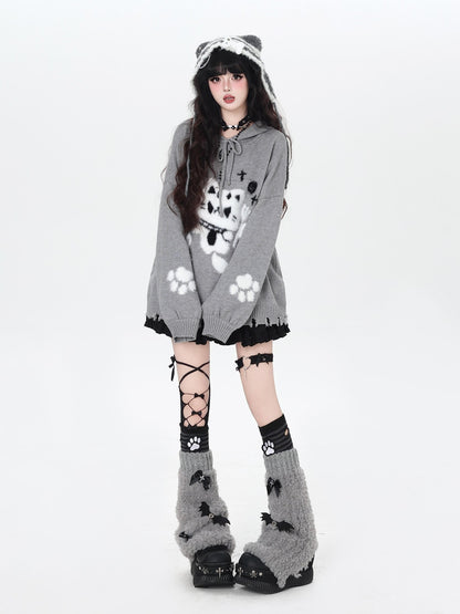 Crazy Girl Cute Cat Print Hooded Oversized Skin Friendly Women&